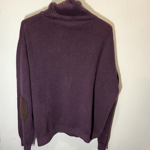 Malo Sweater Knitted Long Sleeve Turtle Neck Patched Elbow Pullover Purple 3X - Picture 6 of 6